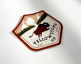 Yellowstone National Park Sticker, Decal for Water Bottle, Gift for Nature Lover