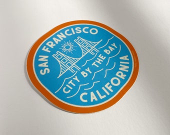 Retro San Francisco Sticker, Water Bottle Sticker, Travel City Decal