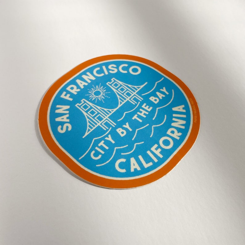 Retro San Francisco Sticker, Water Bottle Sticker, Travel City Decal image 1