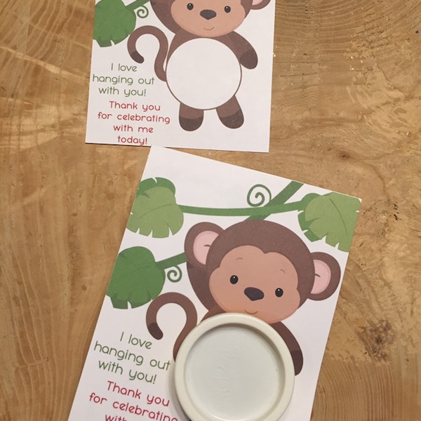 Monkey themed birthday play doh favor card printable, I love hanging out with you, birthday party favor, gift, thank you for celebrating