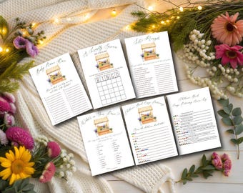 A Locally Grown Baby is on the Way! Floral Farmer's Market baby shower game bundle, let's mingle, bingo,emoji pictionary, name race, flowers