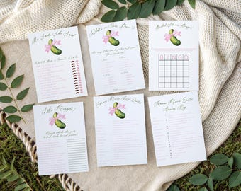 Last Pickle She'll Ever Tickle! Bridal shower game bundle, let's mingle, movie quotes, bingo,he said, she said, your purse, instant download