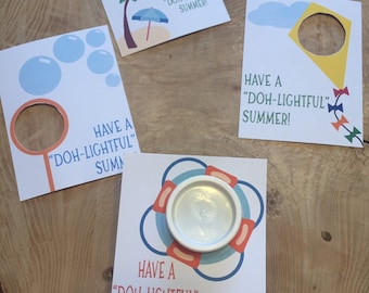 Summer Themed Cards for Play Doh, End of School Year Gift for Students, Party Favors, Summer Gifts, Instant Download, Printable File