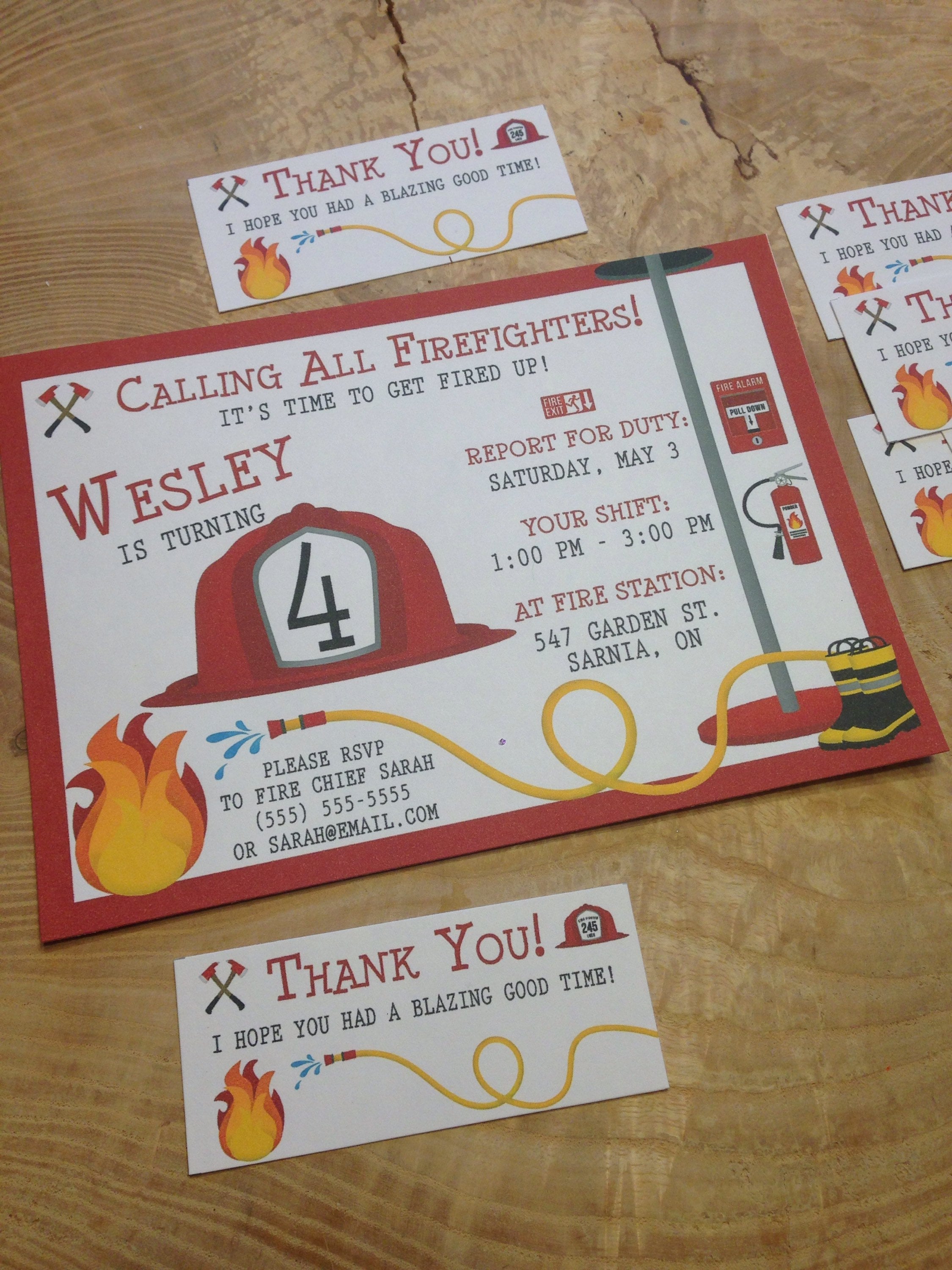 Invitations Paper & Party Supplies Firefighter birthday party