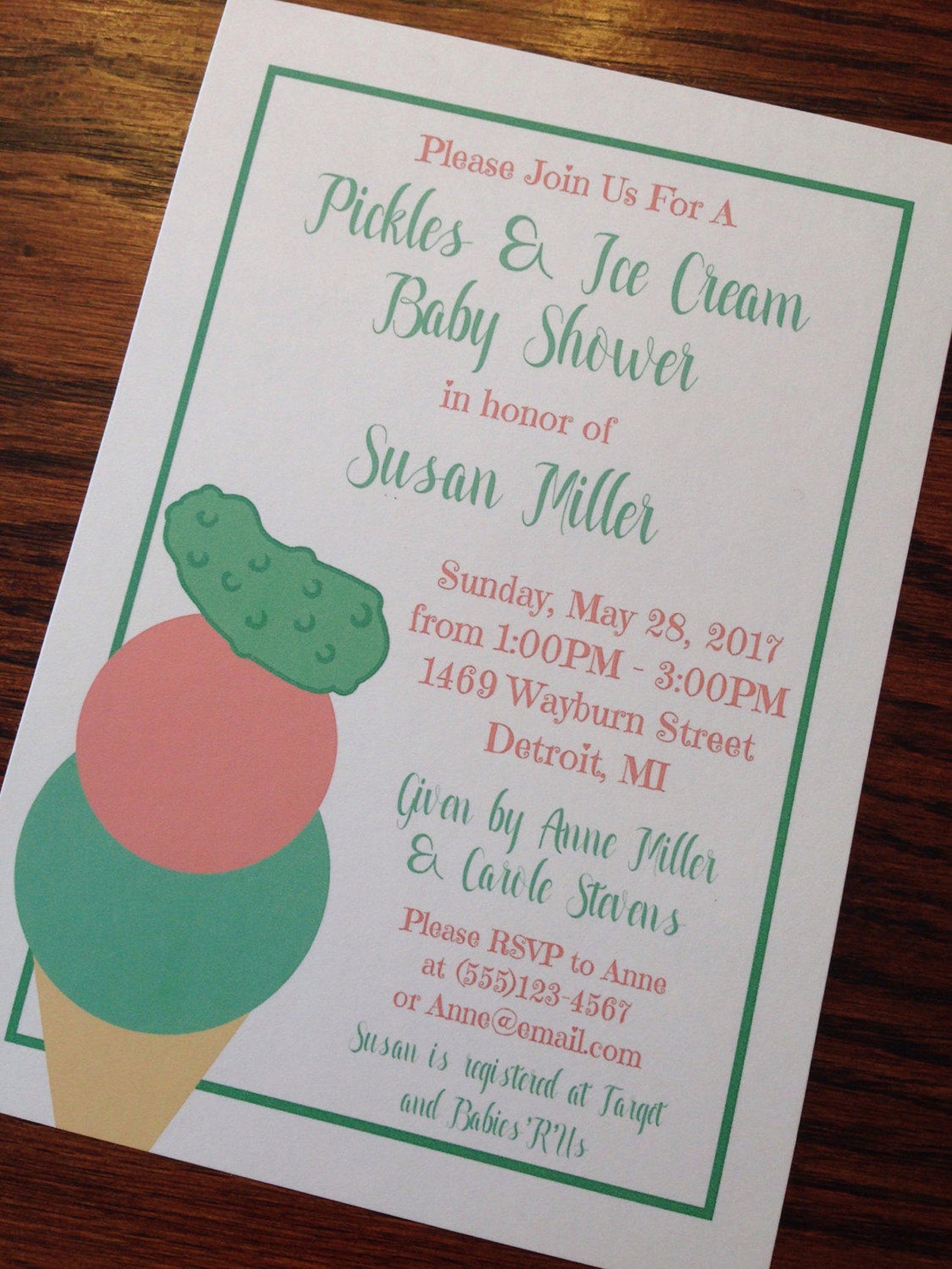 Pickles and Ice Cream Baby Shower Invitation 5x7 EOS Lip Etsy Canada