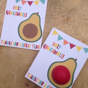 Heilige Guacamole!  Dank für ein großes Jahr, Lehrer Wertschätzung EOS Lippenbalsam favor, Avocado, Fiesta, bunt, Wimpelkette, Geschenk, Südwesten, Spanisch