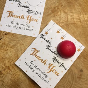 Twinkle, twinkle little star babyshower gunst afdrukbaar, EOS lippenbalsemkaarten, instant download, maan, sterren, lucht, bedankt, wit, goud, zwart