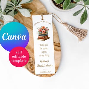 Bookmark Bridal Shower Favors, personalized bookmarks, It's the Beginning of a New Chapter! Editable Canva Template, Custom