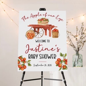 The Apple of our Eye Baby Shower Welcome Sign, Personalized Digital Download, Custom Size, Apple Themed Baby Shower, Sprinkle, Fall, Autumn