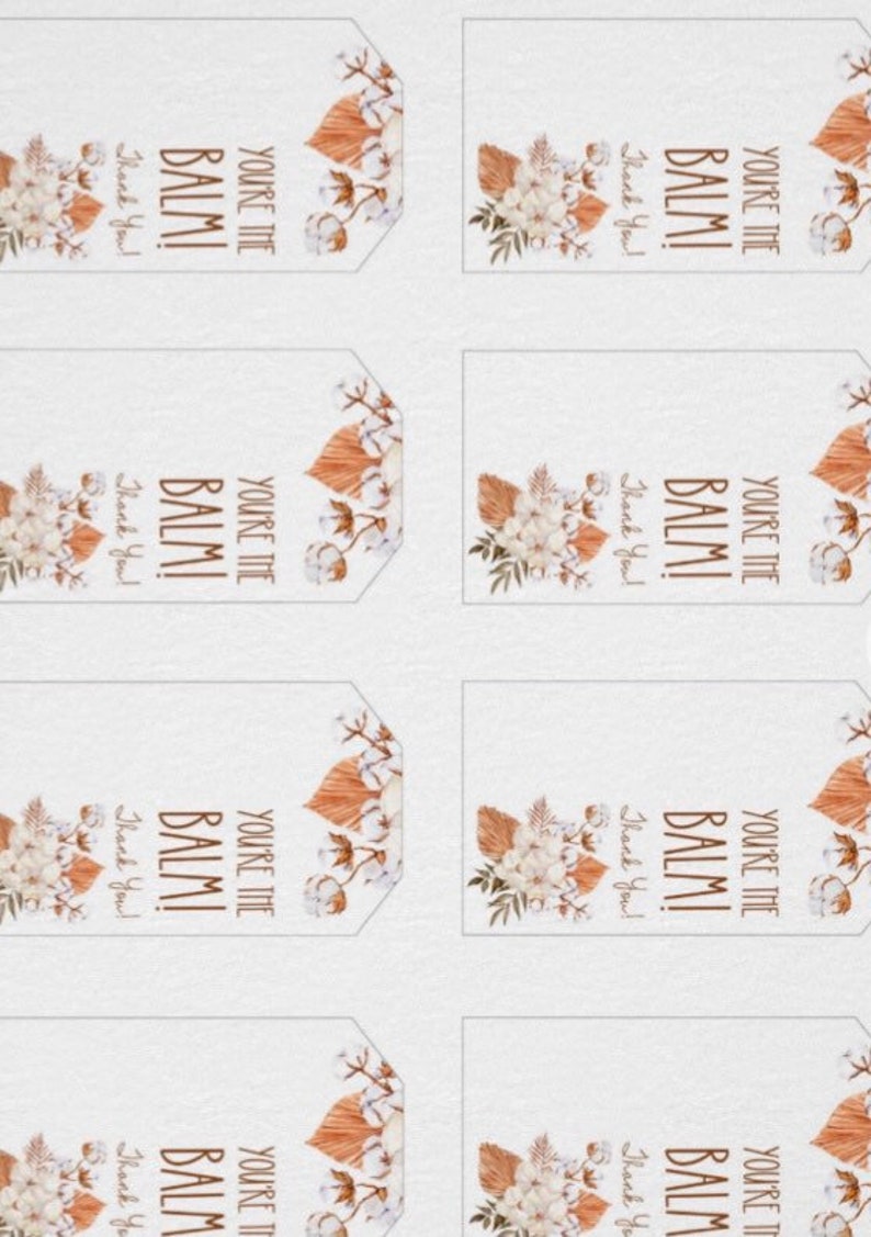 You're the Balm Thank You Lip Balm Gift Tag Printable | Etsy