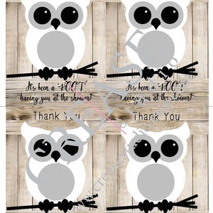 Rustic owl themed baby shower EOS lip balm party favor, gray, white, black, instant download, it's been a hoot having you at the shower image 8