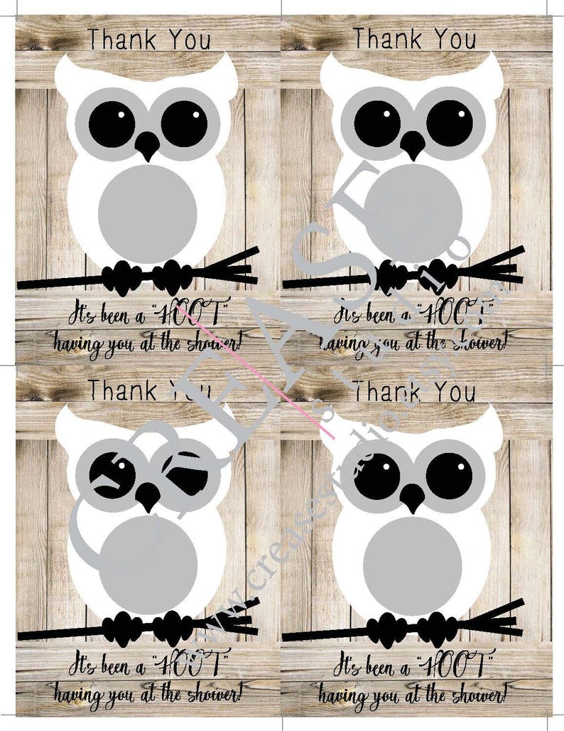 Rustic owl themed baby shower EOS lip balm party favor, gray, white, black, instant download, it's been a hoot having you at the shower image 8