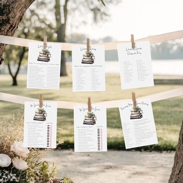 A New Chapter Begins! Book themed bridal shower game bundle, let's mingle, movie quotes, literary loves,he said, she said, purse, printables