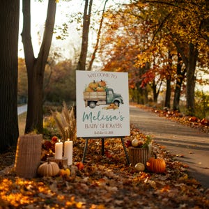 Vintage Pick Up Truck with Pumpkins Baby Shower Welcome Sign, Personalized Digital Download, Custom Size, Baby Sprinkle, Farmhouse, Farm