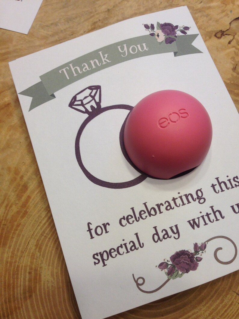 Wedding Rings Bridal Shower EOS Lip Balm Favor Cards Etsy