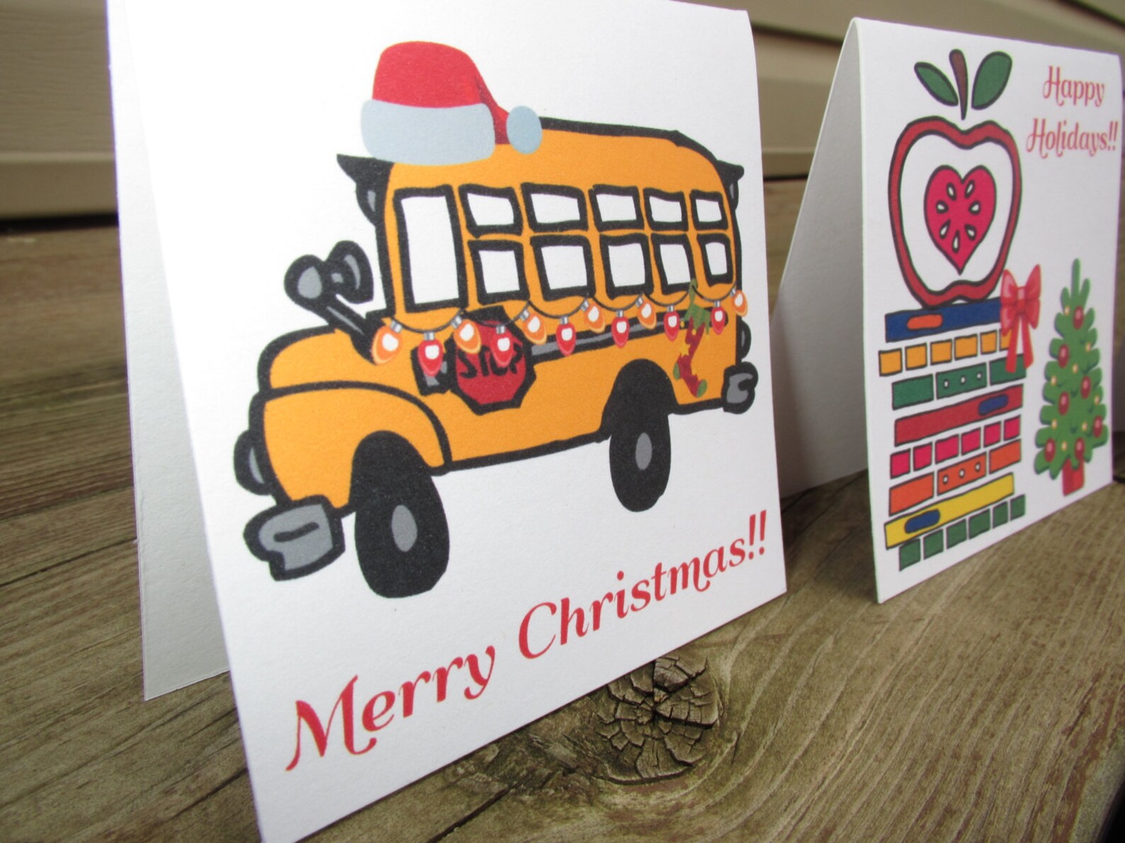 Teacher and bus driver mini Christmas greeting cards Etsy