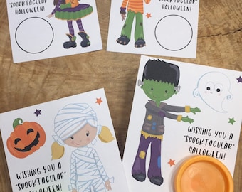 Halloween Play Dough Favor Tags, Printable Halloween Classroom Treat, Play Dough Gift Tags, Halloween Party Favor, Instant Download