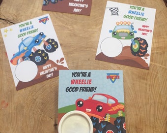 You're a Wheelie Good Friend! Monster Truck play doh favor card printable, Valentine's Day, gift, play dough, valentine, instant download