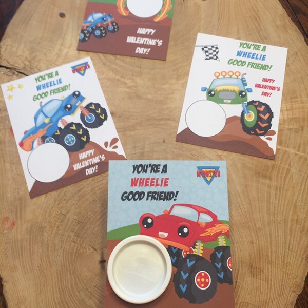 You're a Wheelie Good Friend! Monster Truck play doh favor card printable, Valentine's Day, gift, play dough, valentine, instant download