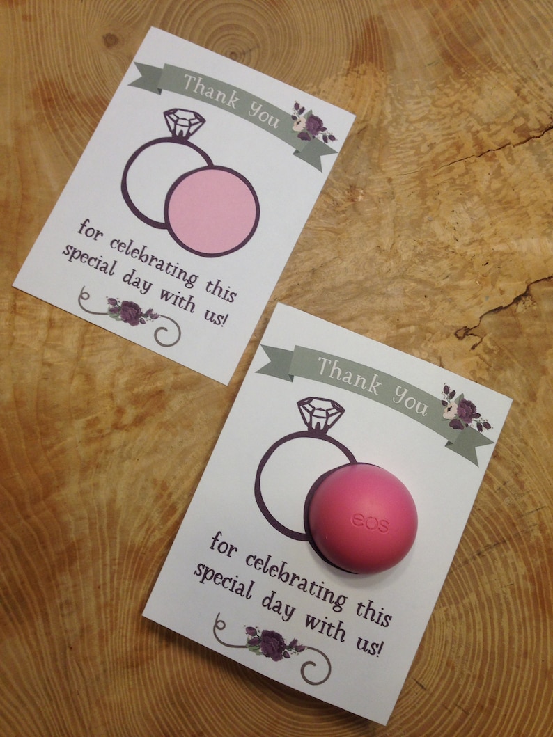Wedding Rings Bridal Shower EOS Lip Balm Favor Cards Etsy