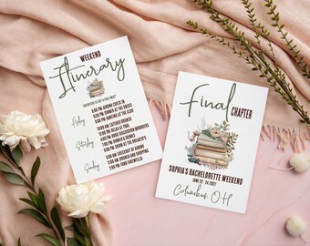 It's her Final Chapter! Book themed bachelorette party invitation, 5x7 printable, digital download, weekend itinerary