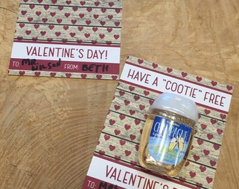 Have a Cootie Free Valentine's Day! Teacher, bus driver,coach, Valentine's Day cards for hand sanitizer,printable,instant download,pocketbac