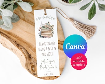 Book Themed Bridal Shower Favors, Canva Template, A New Chapter Begins!  Shower Thank You Gift, Custom Bookmarks