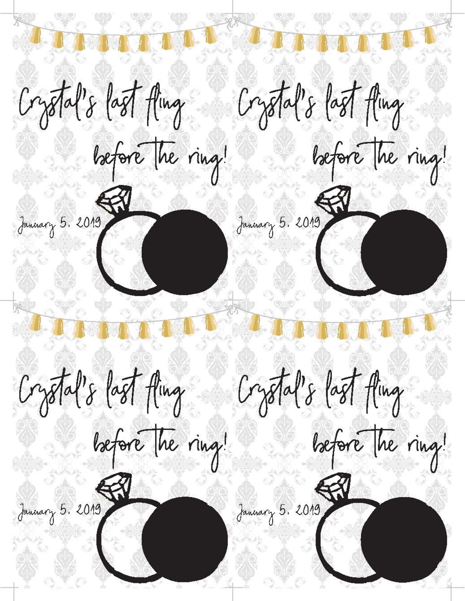 Last Fling Before the Ring Wedding Rings Bridal Shower EOS Etsy