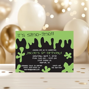 Slime Time Birthday Invitation and Thank You Card Set (Digital Download)