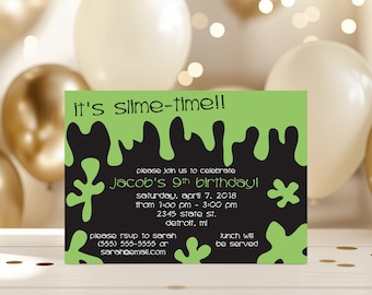 Slime Time Birthday Invitation and Thank You Card Set (Digital Download)