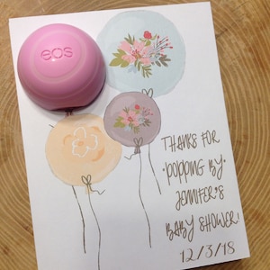 Merci d'être passé ! cadeaux de baby shower, ballons imprimables cartes de remerciement pour baume à lèvres EOS, téléchargement immédiat, aquarelle, personnalisé