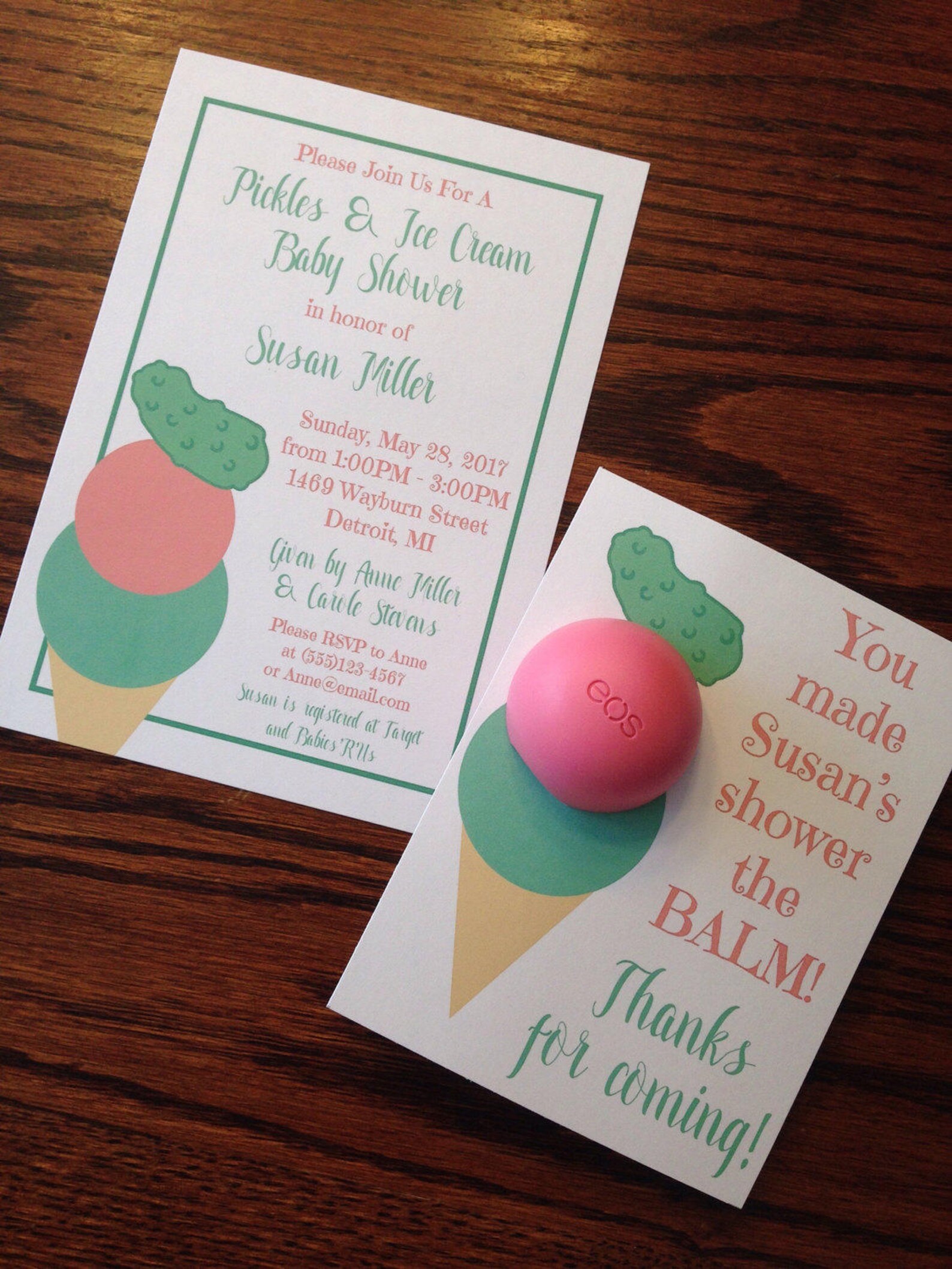 Pickles and Ice Cream Baby Shower Invitation 5x7 EOS Lip Etsy Canada