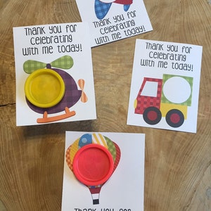 Carte de transport play doh imprimable, cadeau d'anniversaire, merci d'avoir célébré avec moi aujourd'hui, avion, camion, hélicoptère, montgolfière