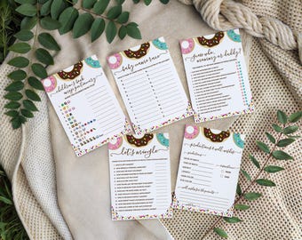 Sprinkled with Love!  Donut Baby Sprinkle, Shower Games Bundle, Instant Download, Printable Files, Predictions, Well Wishes, Pictionary