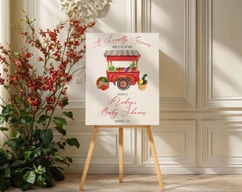 A Locally Grown Baby is on the Way! Vegetable Stand Farmer's Market Baby Shower Welcome Sign, Personalized Digital Download, Custom Size