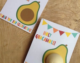 Holy Guacamole!  Avocado Baby Shower EOS Lip Balm Favor Cards, Fiesta Theme Party Favors