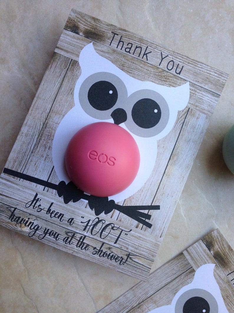 Rustic owl themed baby shower EOS lip balm party favor, gray, white, black, instant download, it's been a hoot having you at the shower image 5