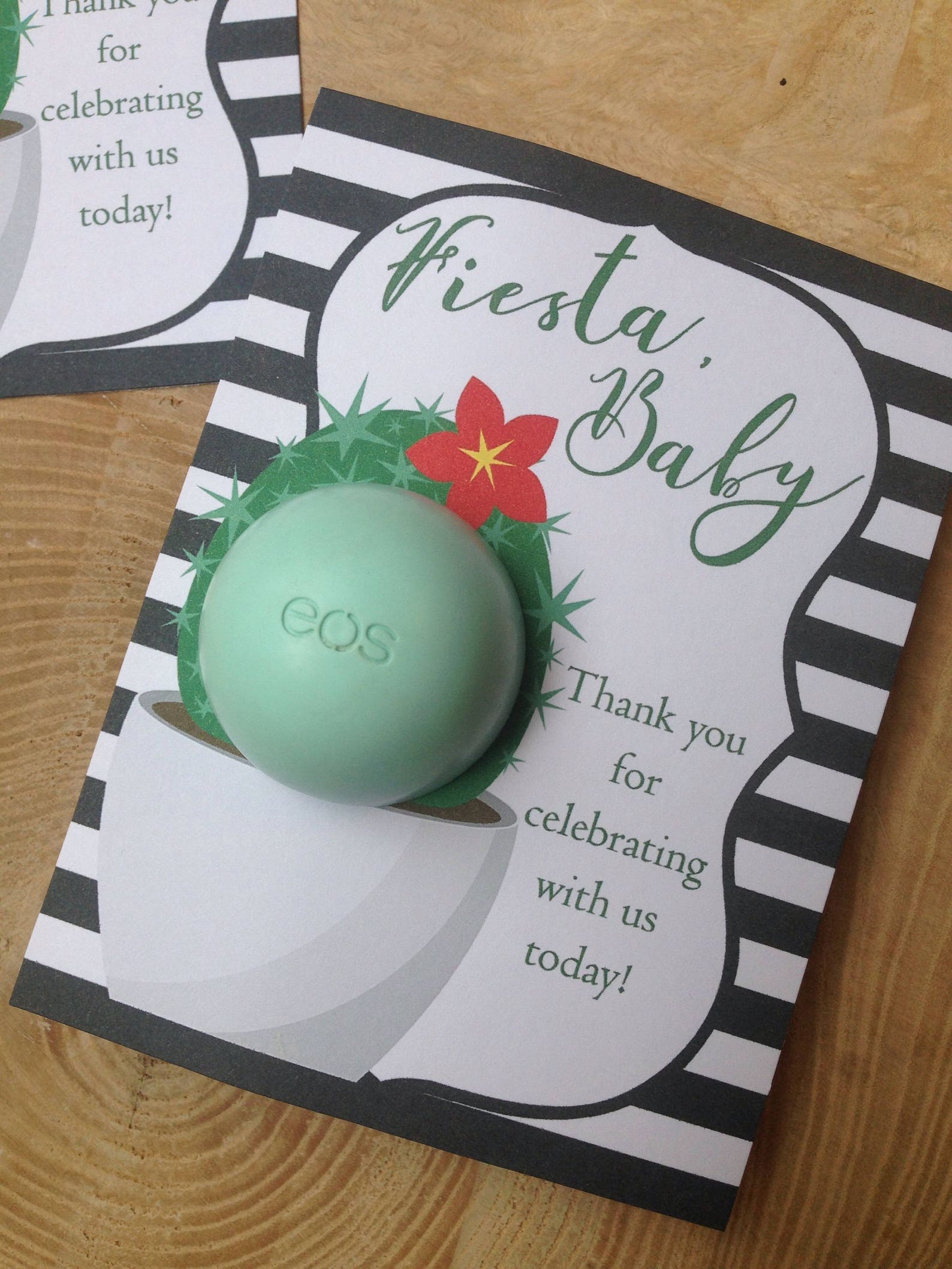 Fiesta Baby Shower EOS Lip Balm Favor Card Thank You Fiesta Etsy