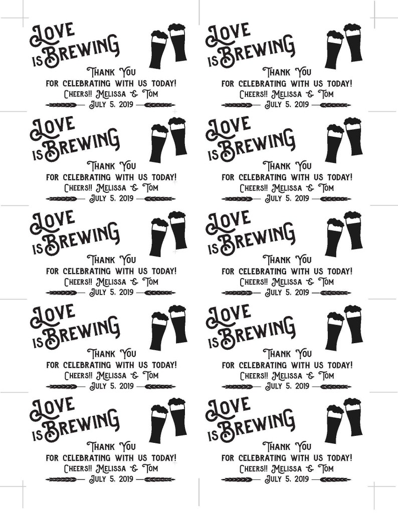 Love is Brewing Personalized Bridal Shower Favor Tags Beer Etsy Canada
