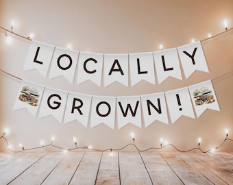 A Locally Grown Baby is on the Way! Baby Shower Bunting Banner, Instant Download, Printable Files, Farmer's Market, Vintage Pickup Truck