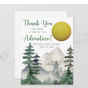 Thank you for being a part of our Adventure! Baby shower EOS lip balm favor, custom, personalized favors, printable file, forest, mountains