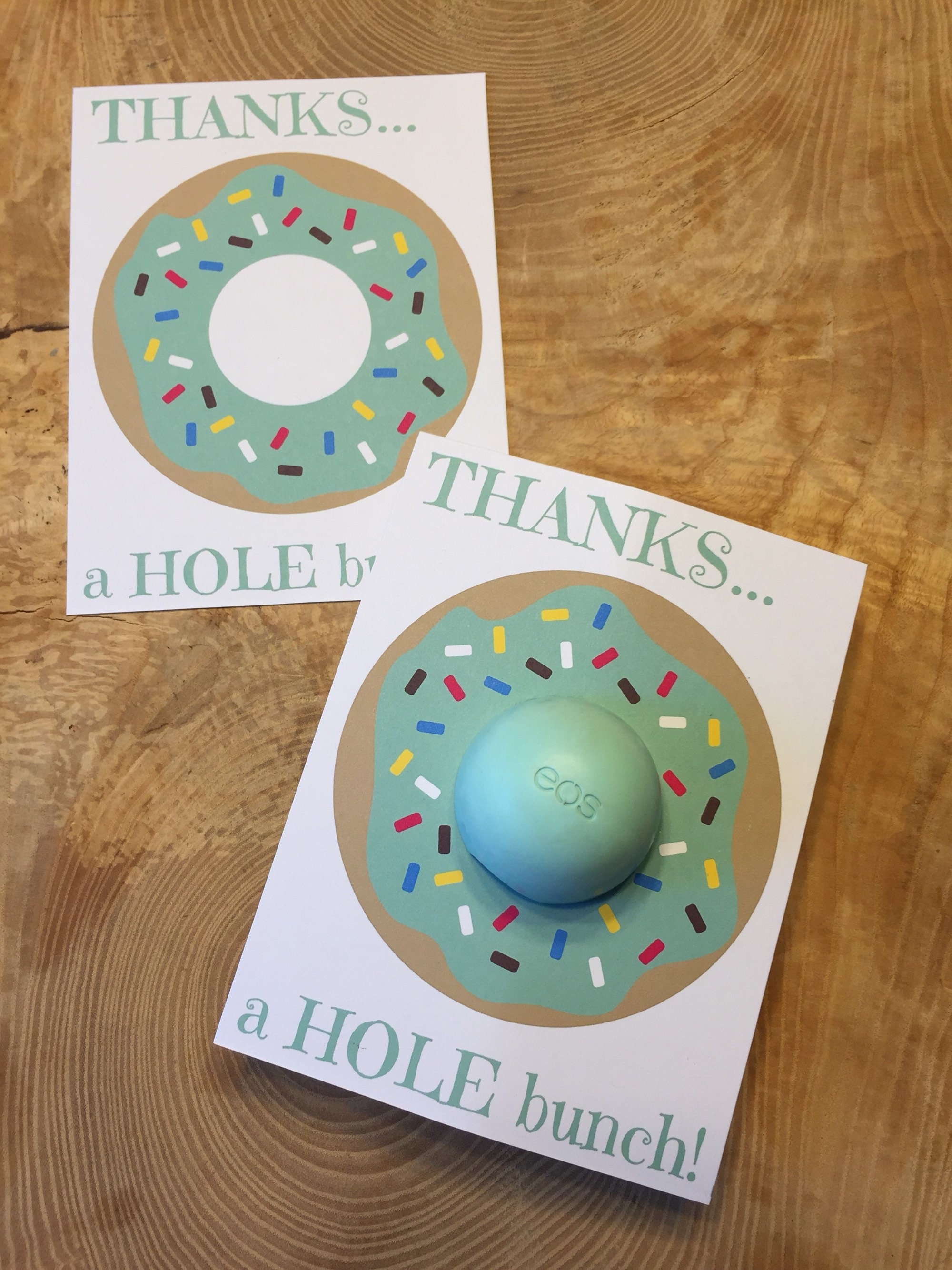 Thanks a HOLE Bunch Printable Cards for EOS Lip Balm - Etsy