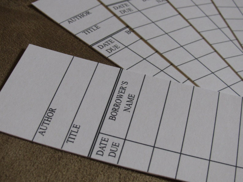 Library Card Bookmarks Instant Download Printable DIY Etsy