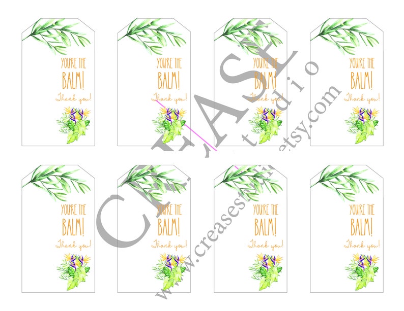 You're the Balm Thank You Lip Balm Gift Tag Printable - Etsy