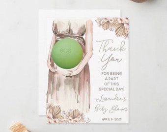 Expectant mother-to-be baby shower favor printable, EOS lip balm, thank you for being a part of this special day, light skinned, watercolor