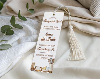 She's Found her Recipe for Love!  Wedding Save the Date Bookmark, Consider Yourself Booked, Baking, Kitchen, Custom Digital Download