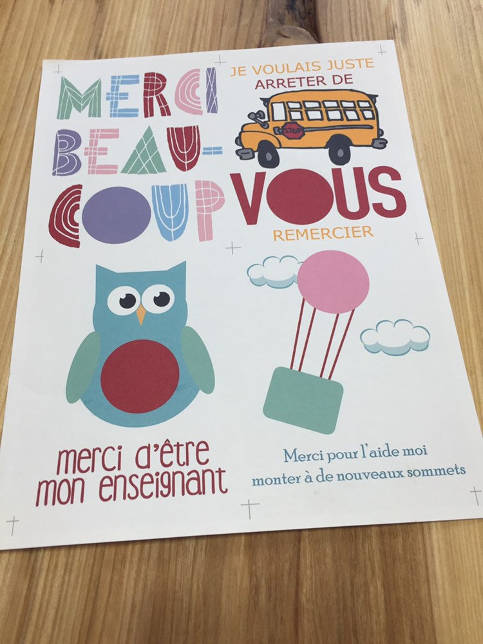 French Teacher Appreciation Thank You Cards for EOS Lip Balm Etsy