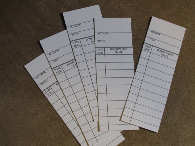 Library Card Bookmarks Instant Download Printable DIY Etsy