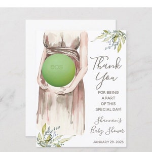 Expectant mother-to-be baby shower favor printable, EOS lip balm, thank you for being a part of this special day, light skinned, watercolor