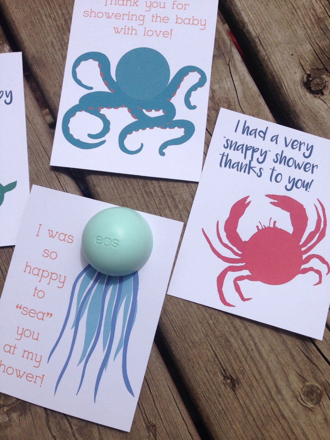 Sea Creature Thank You Cards for EOS Lip Balm, Printable, Octopus, Crab ...